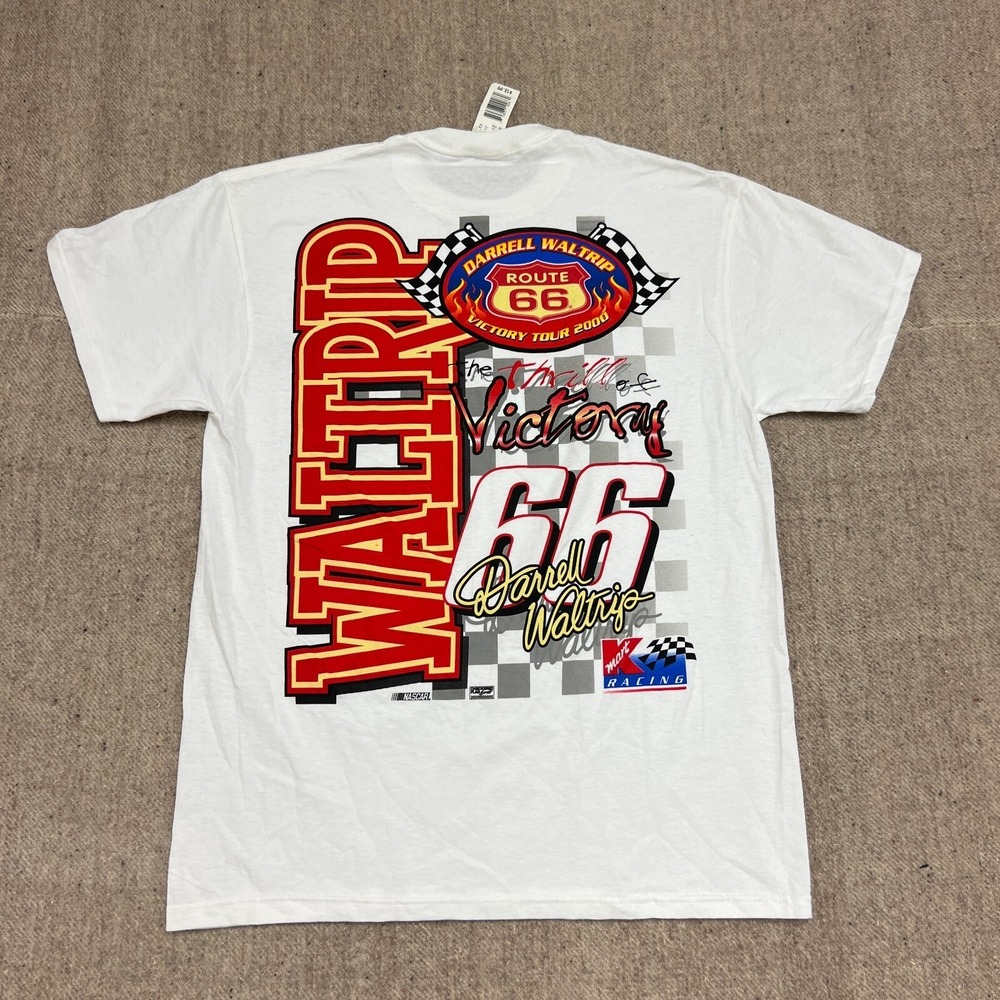 Vintage Darrell Waltrip Nascar Shirt Mens Large White 1990s Deadstock Route 66